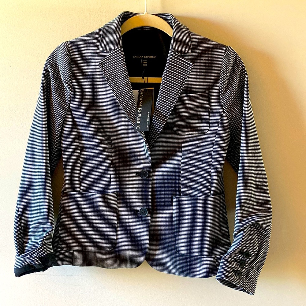NWT Banana Republic 00P Herringbone Blazer